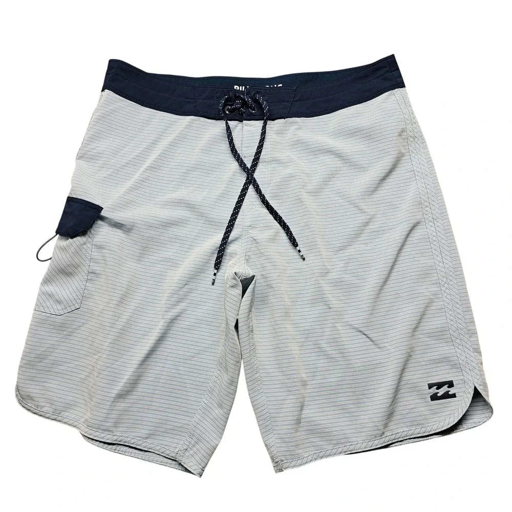Billabong Platinum X 73 Swim Trunks Mens 34 Blue Striped Surf Surfing Water Polo